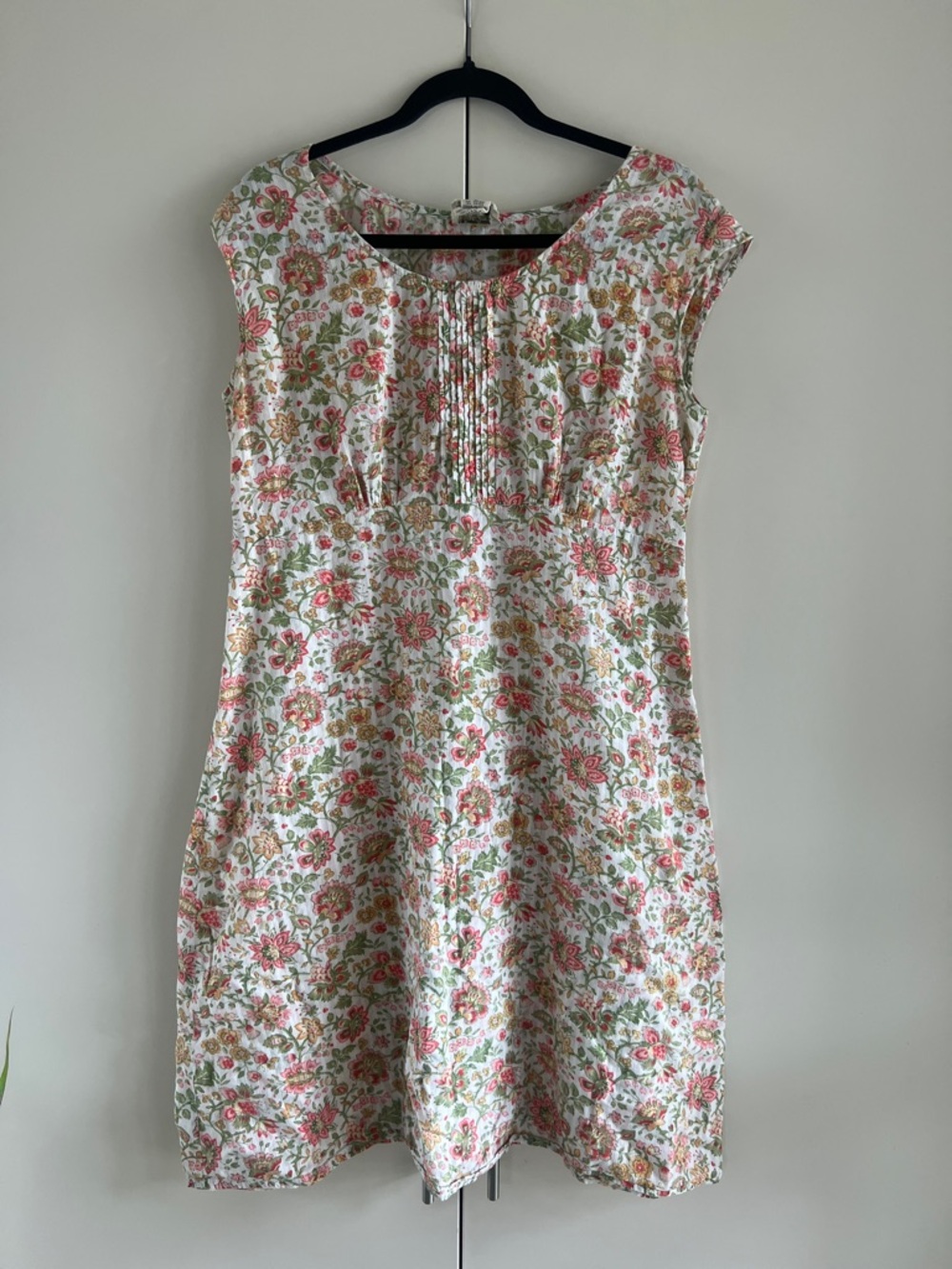 Vintage April Cornell Cottagecore Butter Yellow Floral Pin-Tuck Babydoll Dress